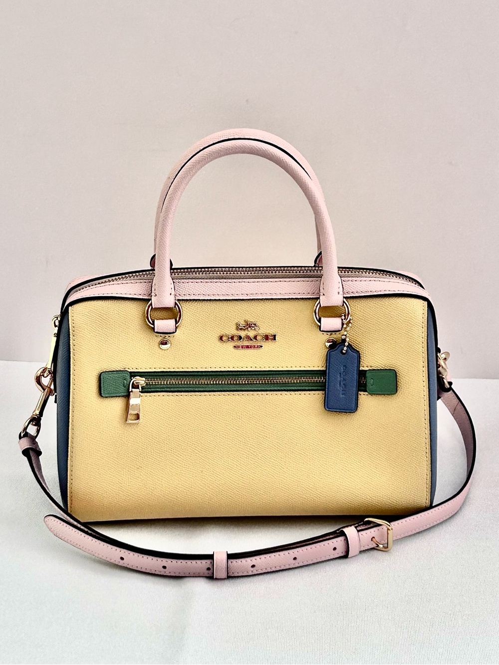 Coach Rowan Colorblock Structured Satchel Crossbody Strap C3428 10.5”x6.25” EUC - Picture 3 of 16